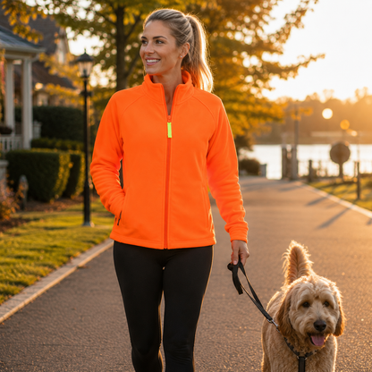 TrailCrest by Treel Women's Semi-Fitted Blaze Orange Full Zip 12 Oz. Fleece Jacket