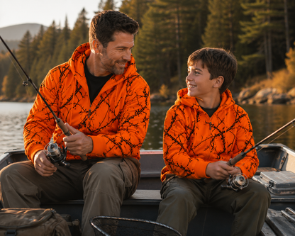 TrailCrest by Treel Orange Safety Full Zip High Visibility Thick Fleece Hooded Sweatshirt Hunting Jacket
