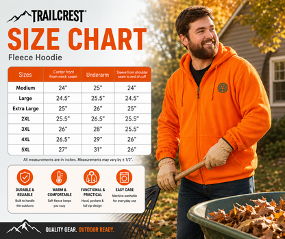 TrailCrest by Treel Chambliss Full Zip Safety Blaze Orange Sweatshirt Hoody