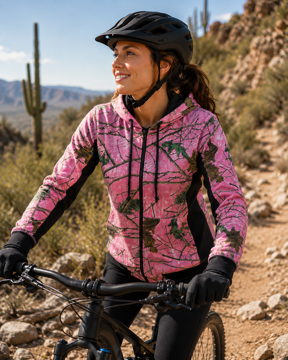 TrailCrest by Treel Women’s Pink Camo Full Zip Hoody Sweatshirt Fashion Hooded Jacket