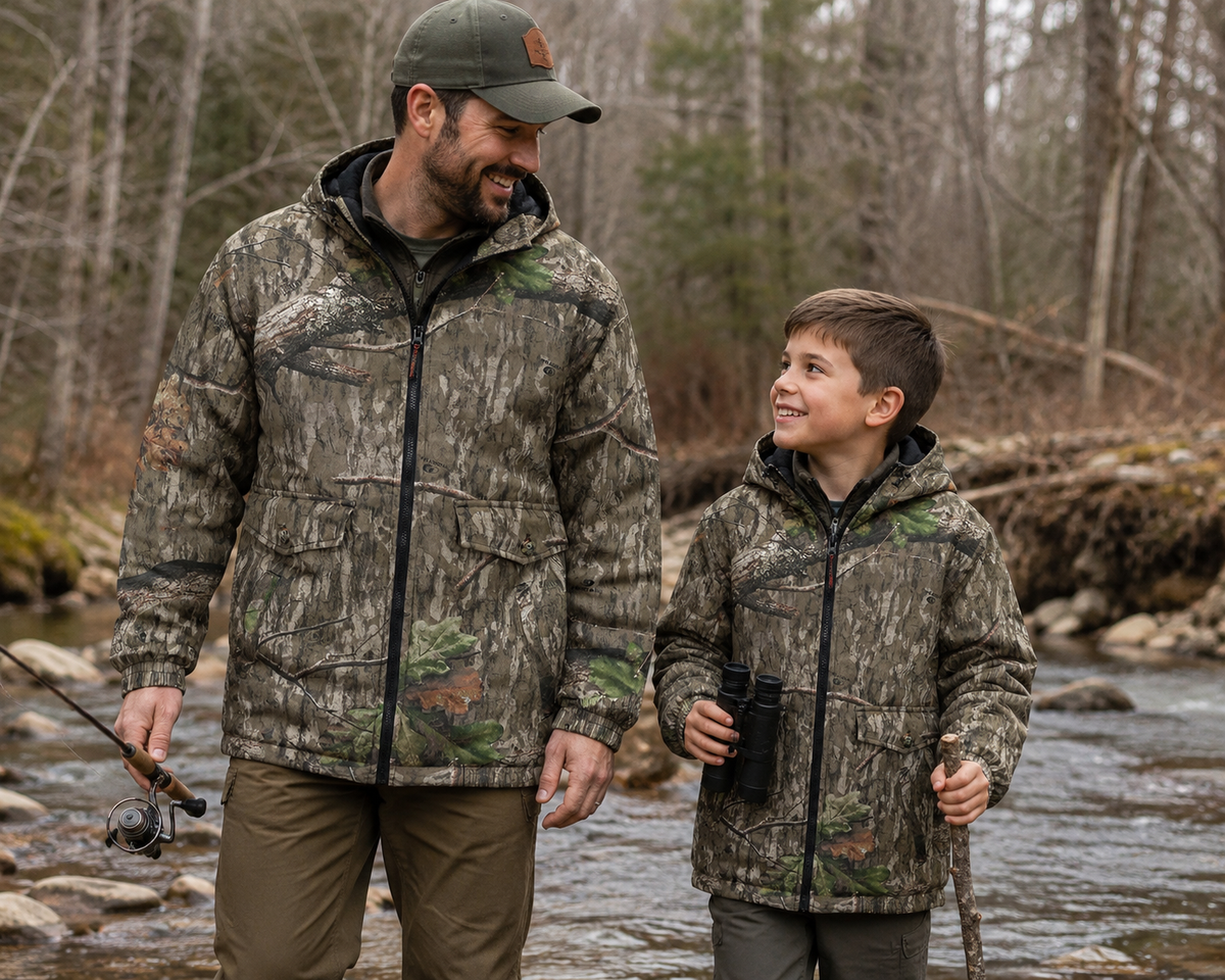 Mossy Oak Men's Insulated Camo Jacket – Country Roots Pattern – Quilted Lining, Cotton Twill Shell, Cold Weather Work Jacket