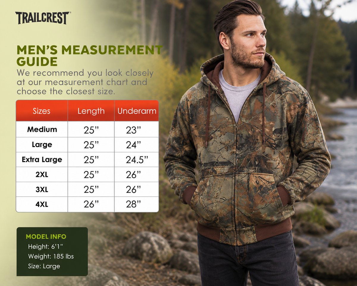 TrailCrest by Treel Men’s Camo Full Zip Up Hoodie Sweatshirt Fashion Hooded Jacket