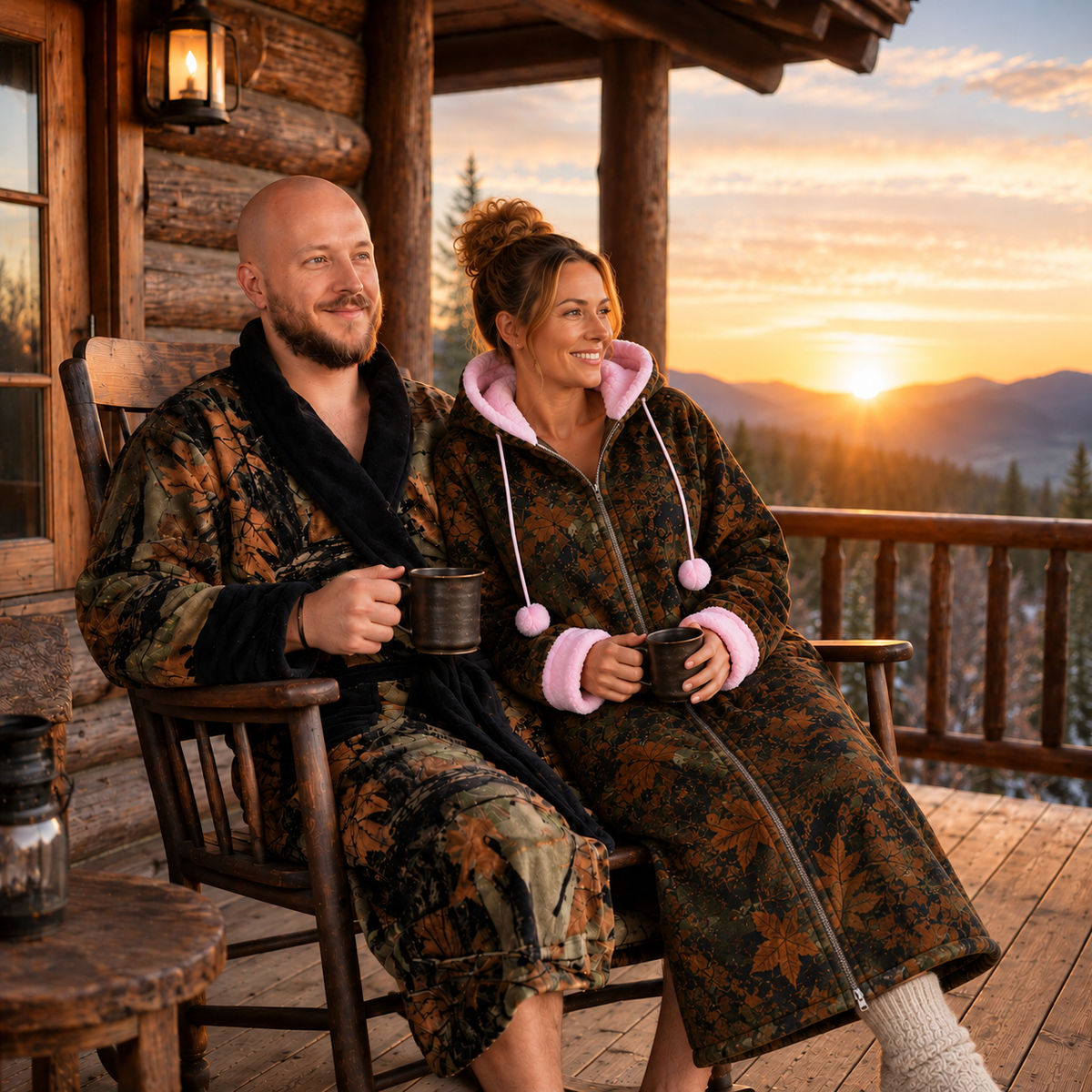 TrailCrest Women's Pink Camo Polar Fleece / Camo & PInk Lightweigh Bathrobe Plush House Robe