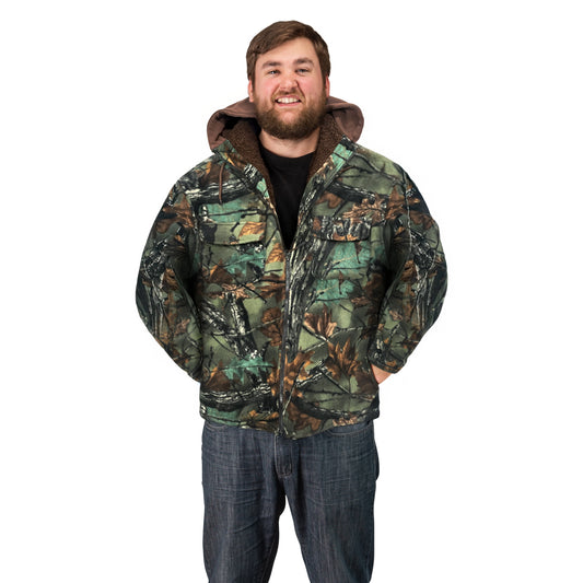 TrailCrest Men’s Hoodie Fleece Jacket With Pockets Warm Sherpa Lined Camo Hooded Coat
