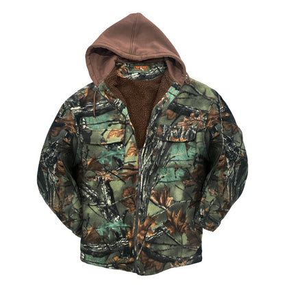 TrailCrest Men’s Hoodie Fleece Jacket With Pockets Warm Sherpa Lined Camo Hooded Coat