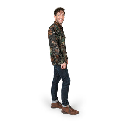 TrailCrest by Treel Mens Camo Fleece Button Up Hunting Shirt