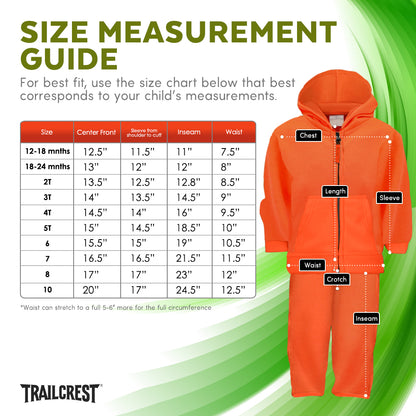 TrailCrest by Treel Toddler Safety Blaze Orange Full Zip Hoody Sweatshirt Fleece Jacket & Pants Set