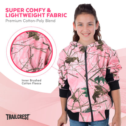 TrailCrest by Treel Girl's Full Zip Up Hoodie Sweatshirt Fashion Hooded Jacket