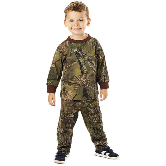 Trailcrest by Treel Infant-Toddler Cotton Camo Long Sleeve T-Shirt and Long Pants Set