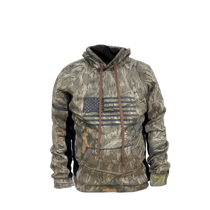 TrailCrest by Treel Men's Mossy Oak Hoodie Sweatshirt - Comfortable Stylish Jacket for Outdoor Activities, Hunting and Casual Wear, Country Roots / Bottomland Camo