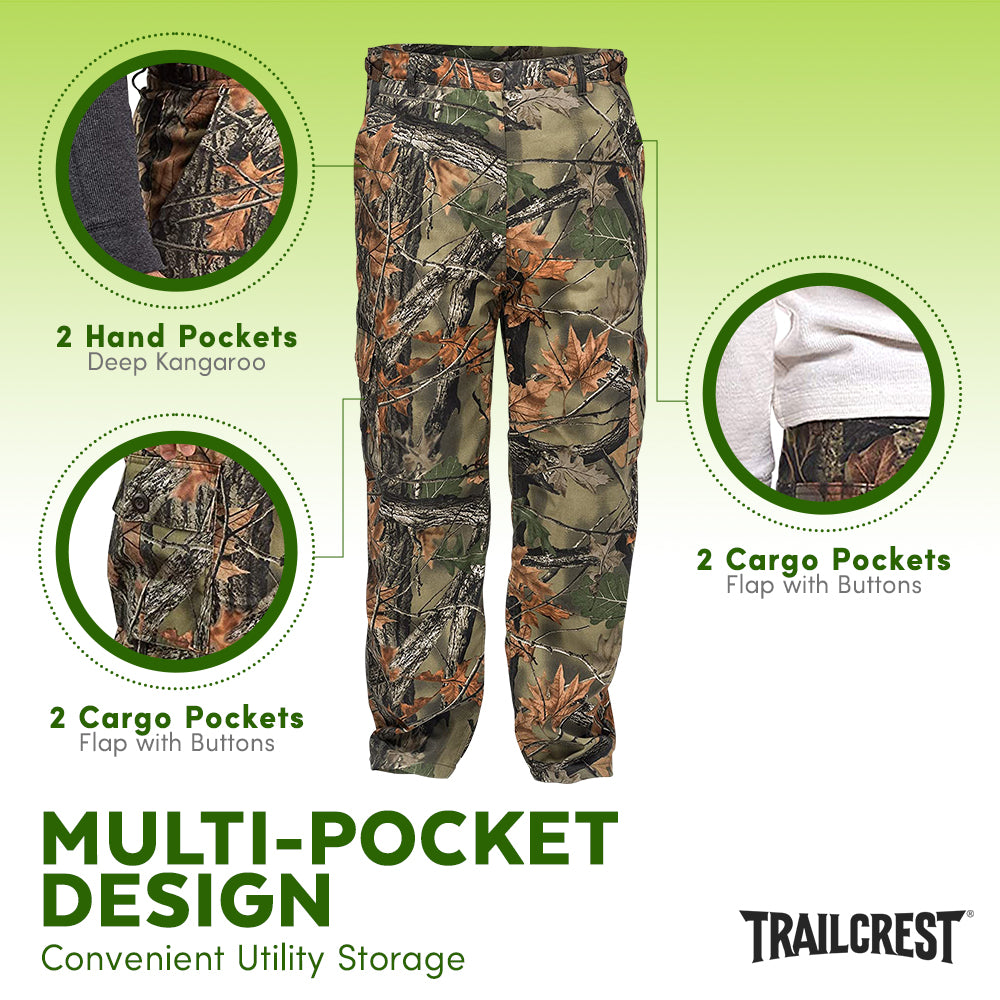 TrailCrest by Treel Boys Camo Tactical Hunting Hiking Pants