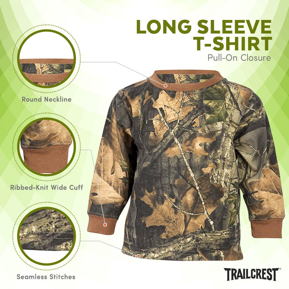 TrailCrest by Treel Toddler Long Sleeve Crew Neck Camo Cotton T-Shirt