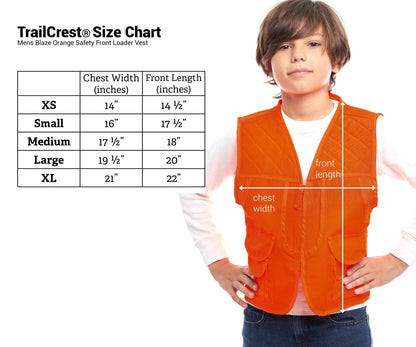 TrailCrest by Treel Kids Blaze Orange Safety Front Loader High Visibility Hunting Vest