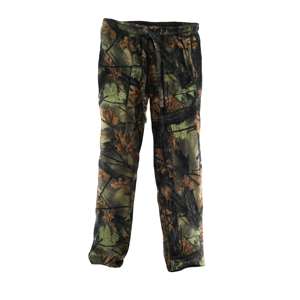 TrailCrest by Treel Men’s Open Botton Sleep & Lounge Plush Coral Fleece Camo Pajama Pants