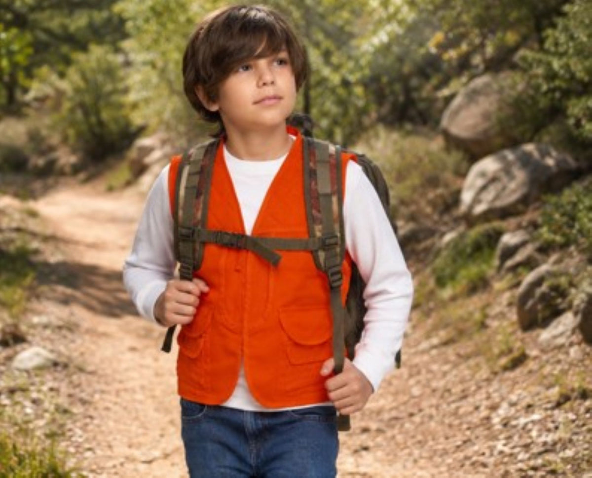 TrailCrest by Treel Kids Blaze Orange Safety Front Loader High Visibility Hunting Vest