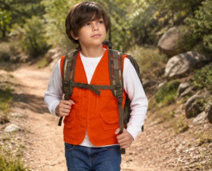 TrailCrest by Treel Kids Blaze Orange Safety Front Loader High Visibility Hunting Vest