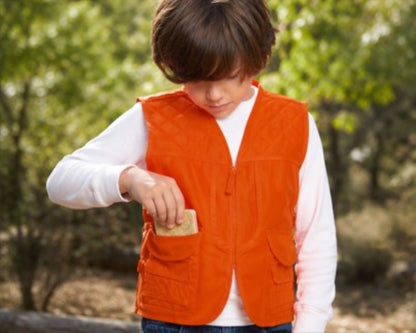 TrailCrest by Treel Kids Blaze Orange Safety Front Loader High Visibility Hunting Vest
