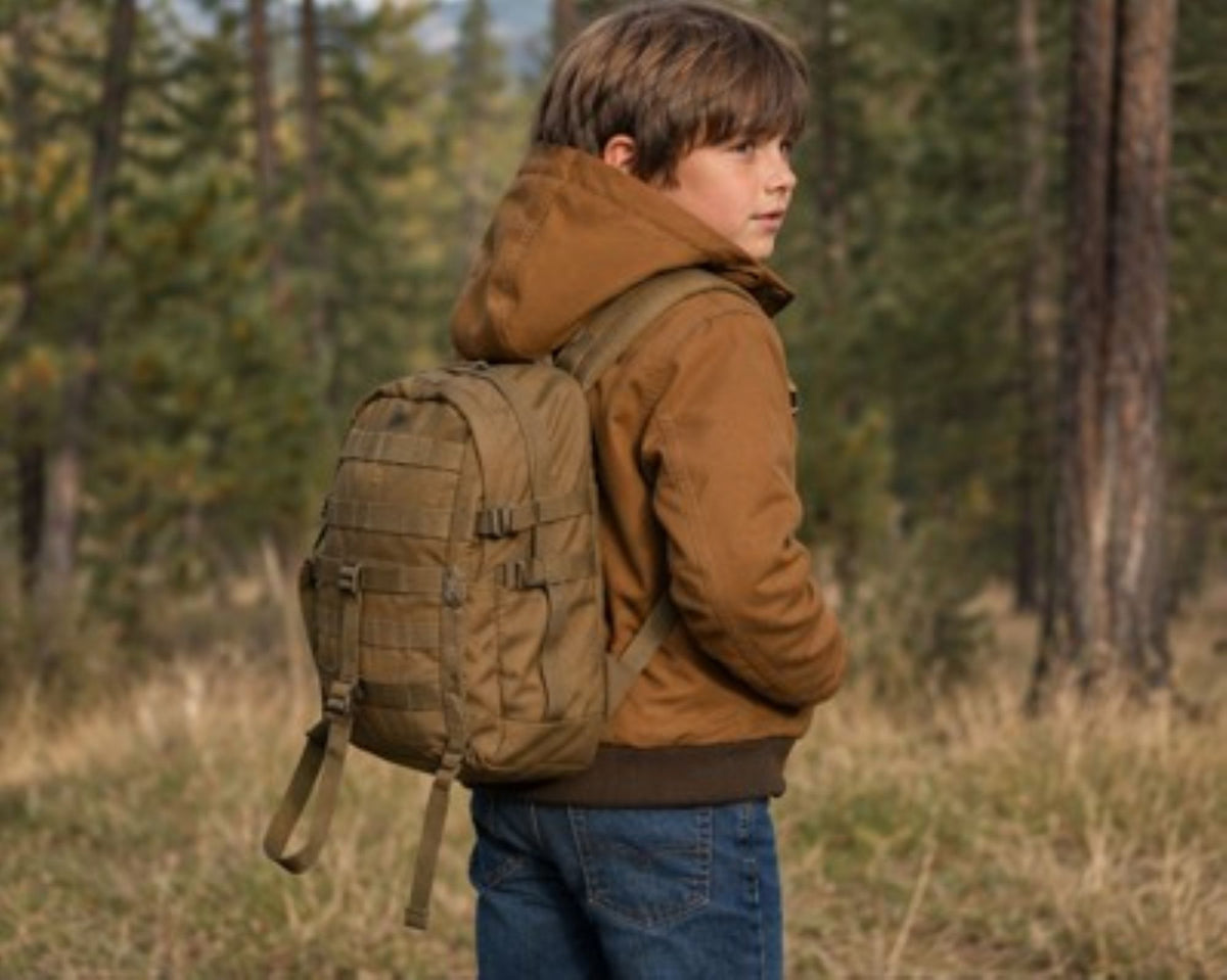 Kids Insulated Brown Duck Hooded Jacket for Outdoor Winter Wear