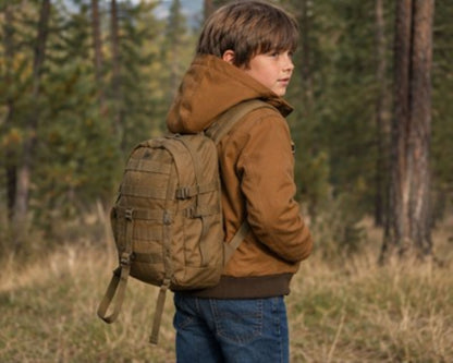 Kids Insulated Brown Duck Hooded Jacket for Outdoor Winter Wear