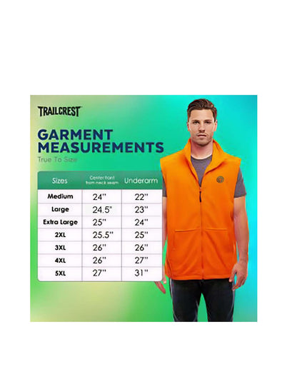 TrailCrest by Treel Men's Fleece Safety Blaze Orange High Visibility Hunting Vest