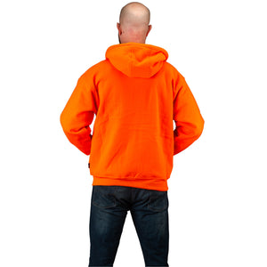 Orange Safety Full Zip Thick Fleece Hooded Sweatshirt Hunting Jacket