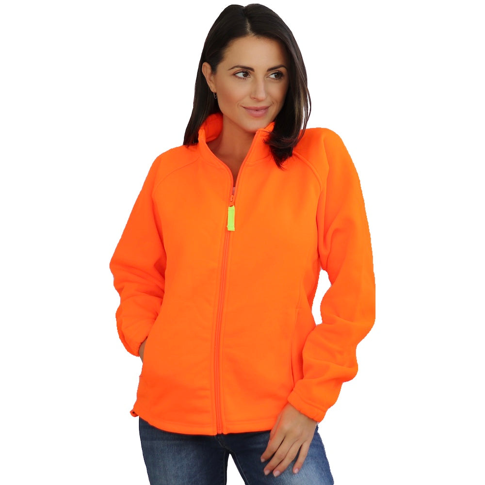 Women's Semi-Fitted Blaze Orange Full Zip Fleece Jacket
