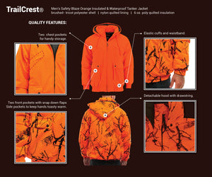 Men's Safety Blaze Orange Insulated & Waterproof Tanker Jacket